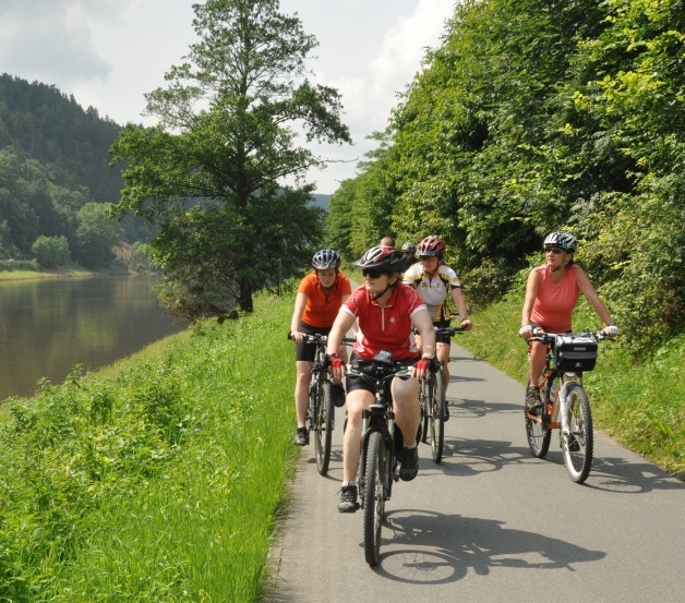 The Elbe cycle path runs along the Elbe